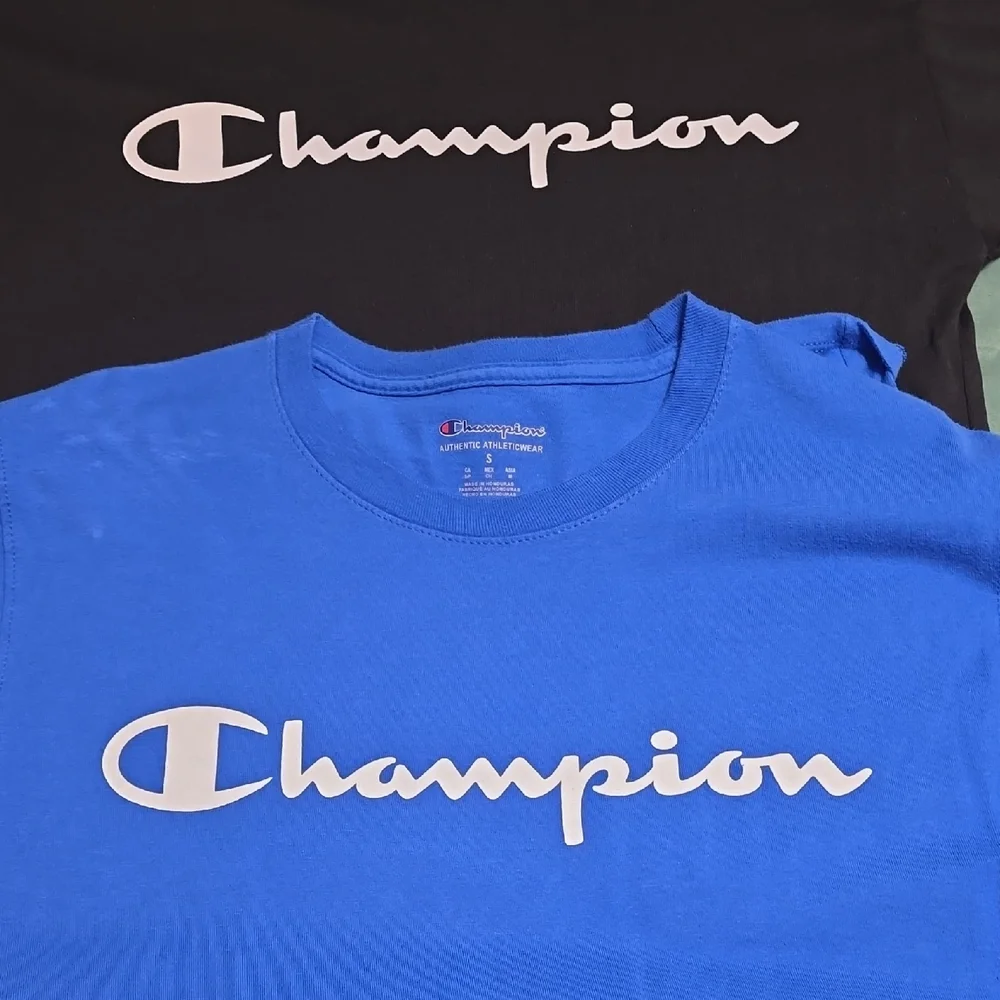 Champion Men    Short Sleeve Logo Tees in Black & Blue - Picture 6 of 6